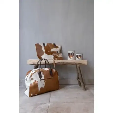 Borsa da viaggio marrone effetto pelle bovina – BOS TAURUS