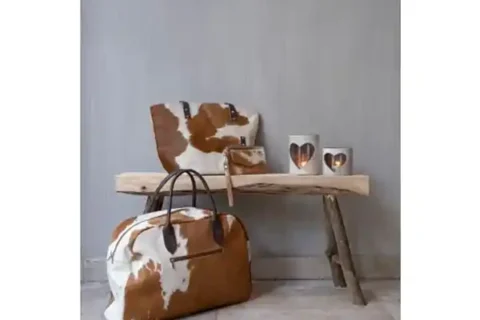 Borsa da viaggio marrone effetto pelle bovina – BOS TAURUS