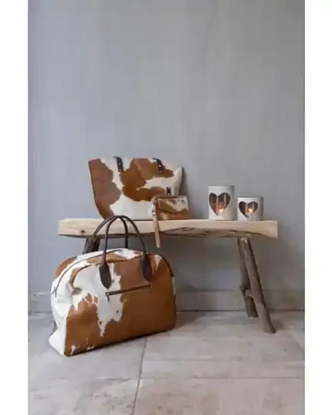 Borsa da viaggio marrone effetto pelle bovina – BOS TAURUS