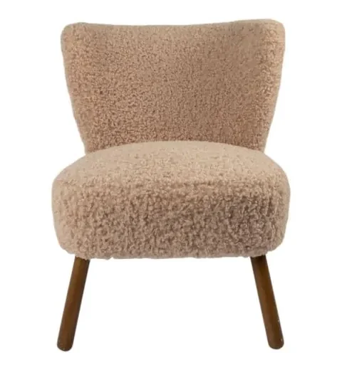 Poltroncina in bouclé beige Teddy
