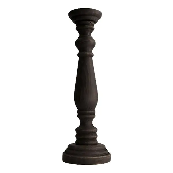 Portacandele in legno naturale Ø14x42,5 cm stile rustico chic
