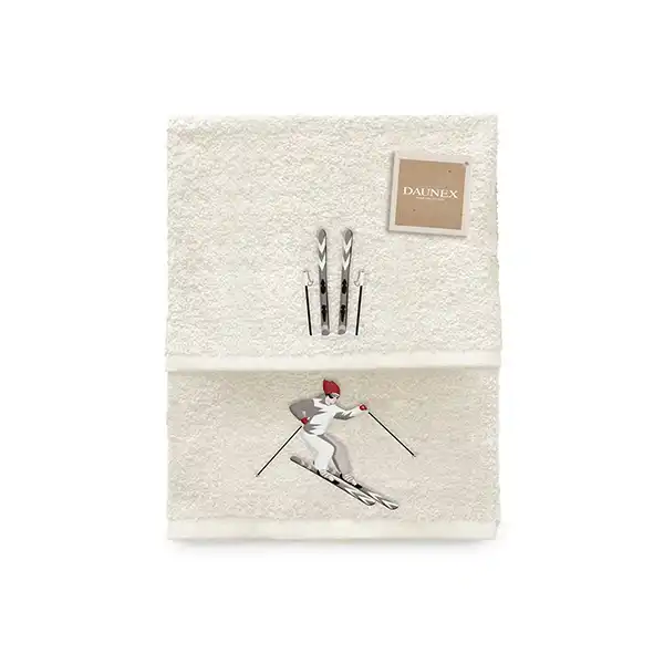 Asciugamani Daunex con ricamo sciatore – collezione montagna