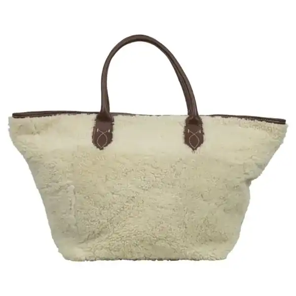 Shopping bag bianca con ricamo pecora Borsa shopper bianca con pecora ricamata – OVIS ARIES