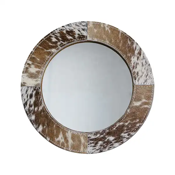 Specchio da appoggio BOS TAURUS 25 cm Specchio da tavolo con supporto effetto pelle di mucca BOS TAURUS - immagine 1