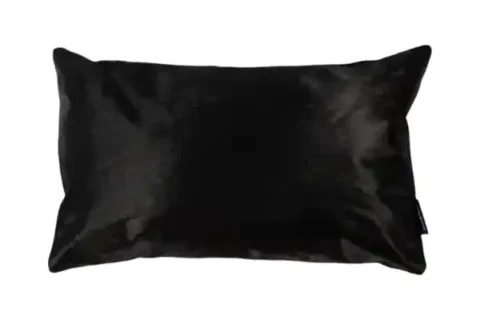 Cuscino pelle bovina nera rettangolare
