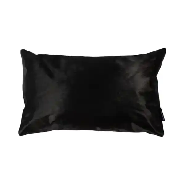 Cuscino decorativo in pelle bovina nera Cuscino pelle bovina nera rettangolare - immagine 1